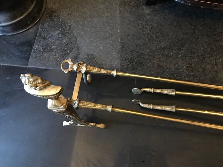 Antique Brass Fireplace Companion Set