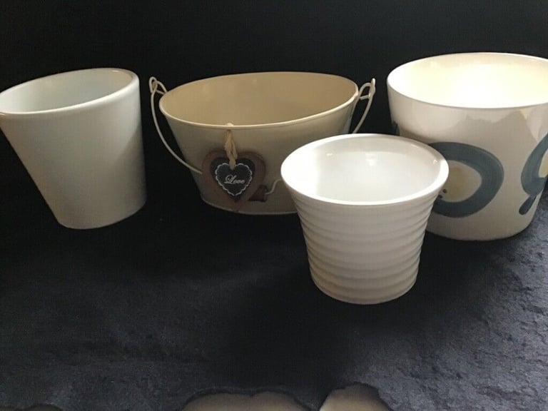 image for Collection of Ceramic and Metal Planters.