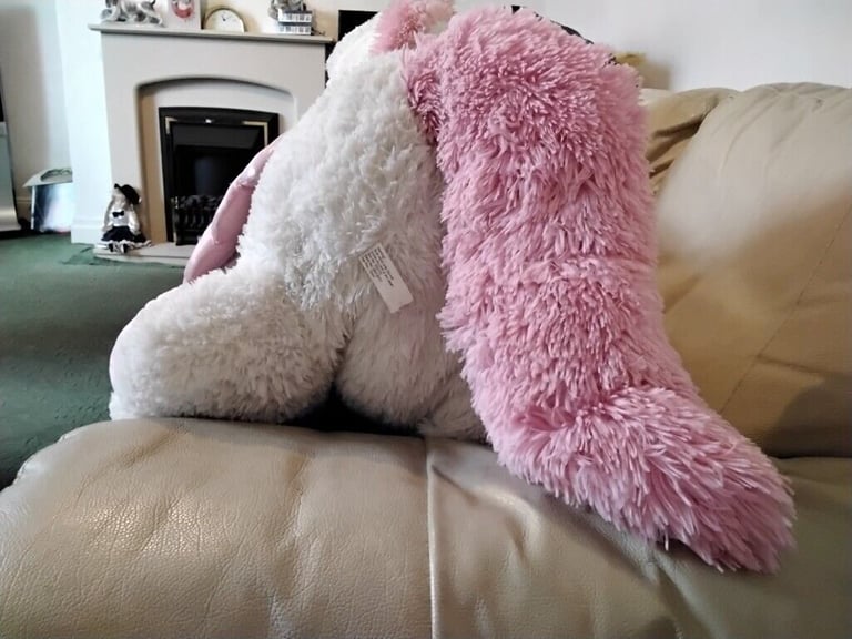 UNICORN soft toy 130cm long with tail extended .