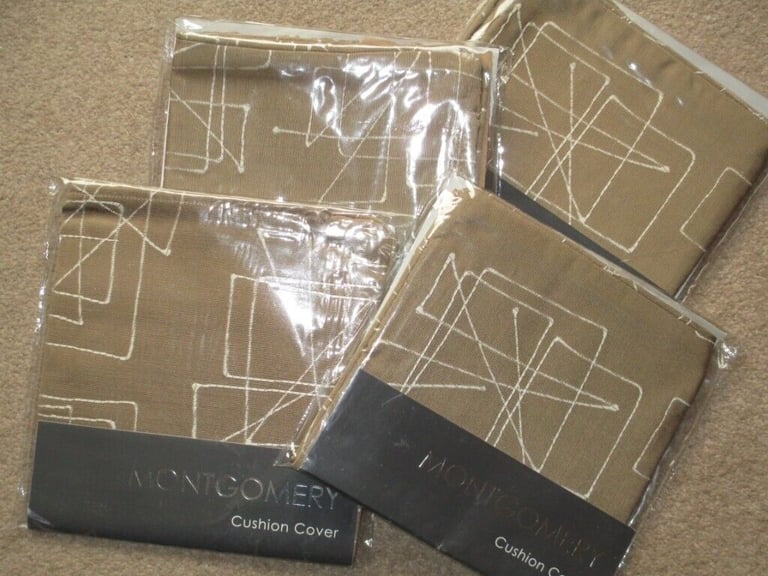 Montgomery CUSHION COVERS x 4, Colour TAUPE. Each approx. 42 x 42cm. Brand new in pack.