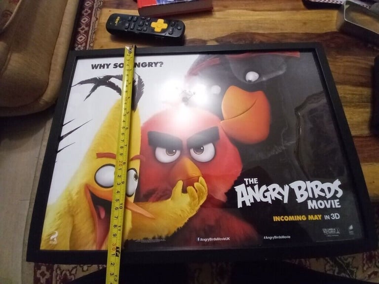 image for Angry birds movie poster glass FRAMED print fun collectable 30cm x 40cm cartoon kids