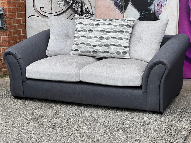 New Quartz Grey Fabric 2 Seater Sofa with Scatter Back Cushions | in  Stockport, Manchester | Gumtree