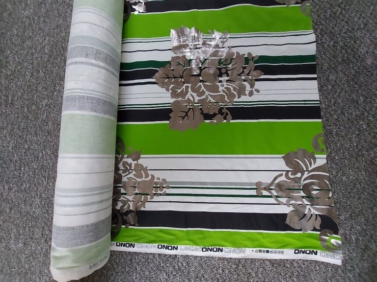 Fabric  Good Quality  Fabric”Nono”  Green Silver Multi Colour New 