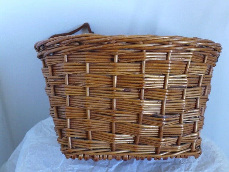 Child's Vintage Traditional Wicker Bicycle Basket with Leather Strap
