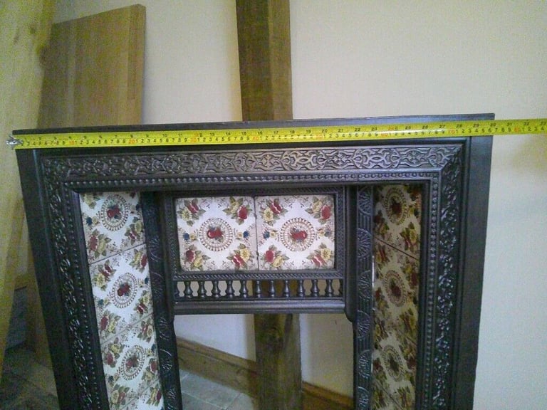 small tiled fire insert antique