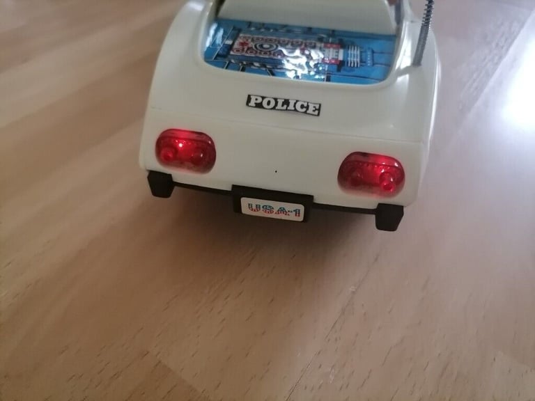  Vintage Pre 80's NANYANG Toy: CHEVY CORVETTE NYC Highway Patrol Police Battery Op Car. Working! 