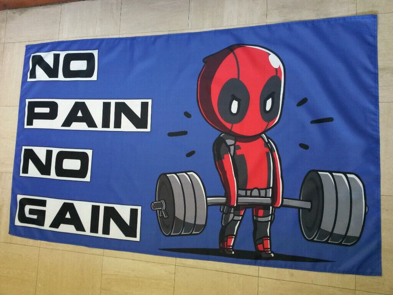 Deadpool Weightlifting Banner Flag - Gym Poster Body Building Training Weights Bench Work Out Sign