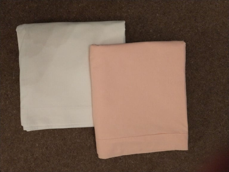 image for DOUBLE-SIZE FLAT SHEETS (2) Ivory & Peach. Used little on guest bed - in exc. cond.