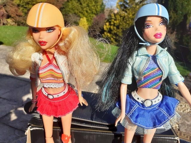 RARE 2006 Barbie My Scene Roller Girl Nolee and Kennedy Dolls in