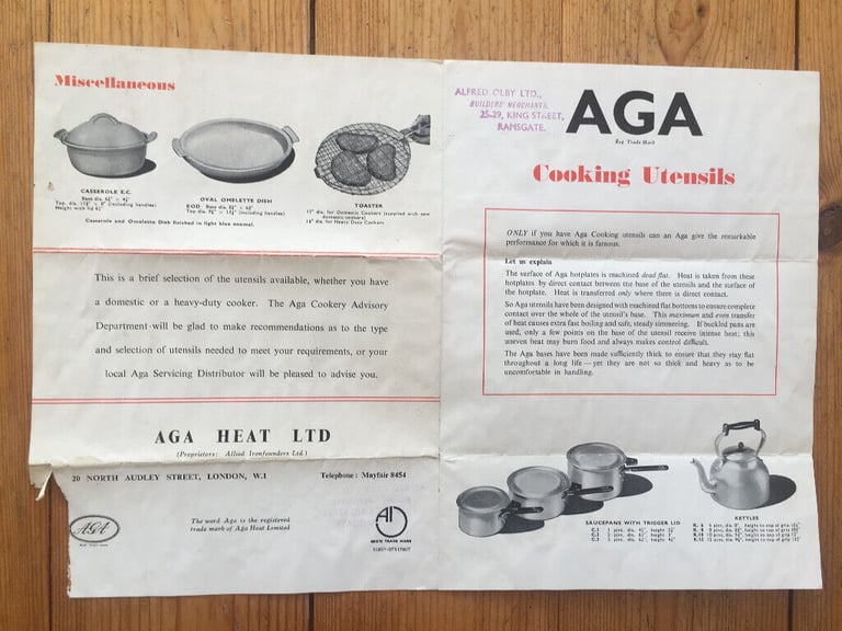 2 vintage AGA leaflets £2 ea/£3 both. Great for display! Happy to post.