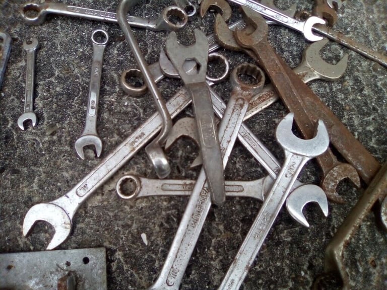 Collection of spanners and other tools , £2 per item.