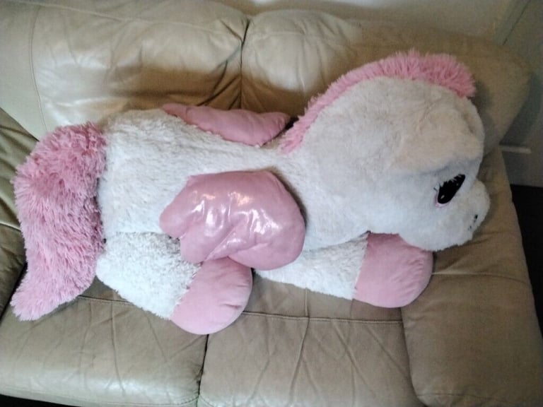 UNICORN soft toy 130cm long with tail extended .