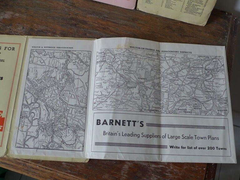 Of Historic Interest: THREE Collectable Vintage STREET MAPS of two popular SURREY TOWNS.