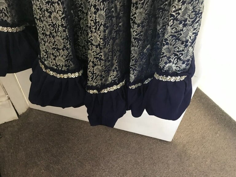 GORGEOUS LATEST WEDDING  NAVY BLUE WORKED CHOREE PAYJAMA SUIT,USED ONCE