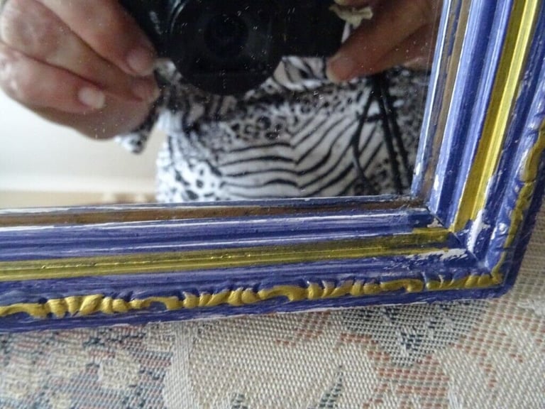 image for Oblong Mirror - Blue/gold