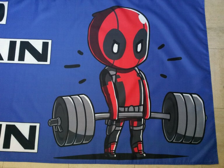 Deadpool Weightlifting Banner Flag - Gym Poster Body Building Training Weights Bench Work Out Sign