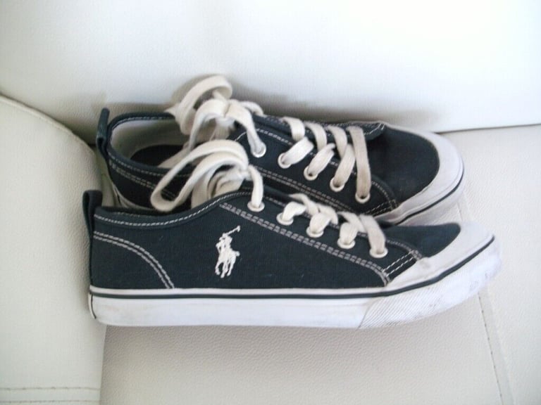 image for Polo Ralph Laure Navy/White Canvas Junior Sneakers  UK size 2 US 2.5  Like-new