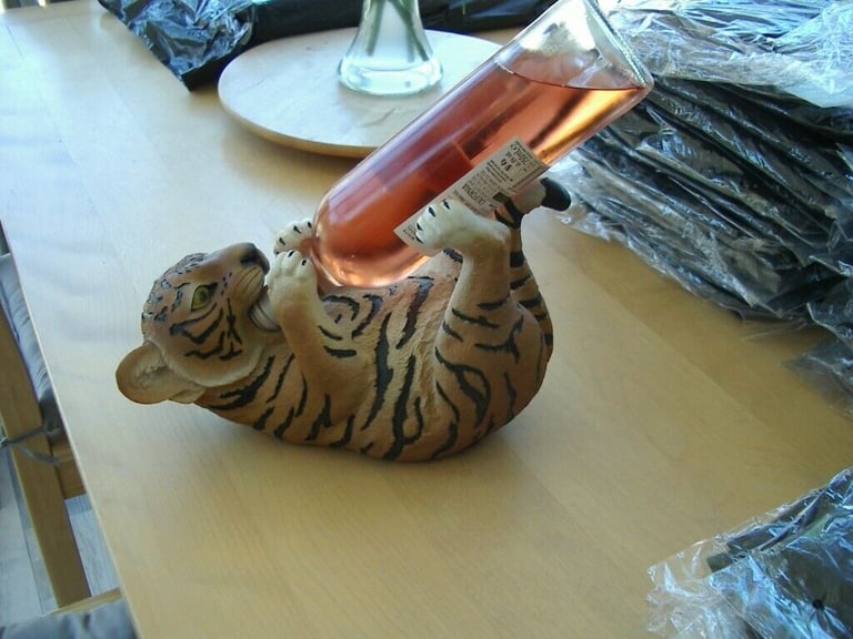 image for IDEAL GIFT TIGER WINE BOTTLE HOLDER 