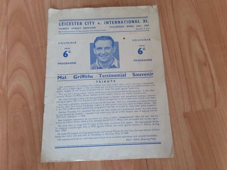image for Mal Griffiths Leicester city 1957 programme 