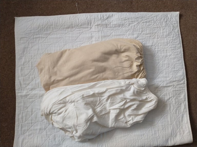 COT-BED FITTED SHEETS - BRUSHED COTTON & waterproof protector pad.