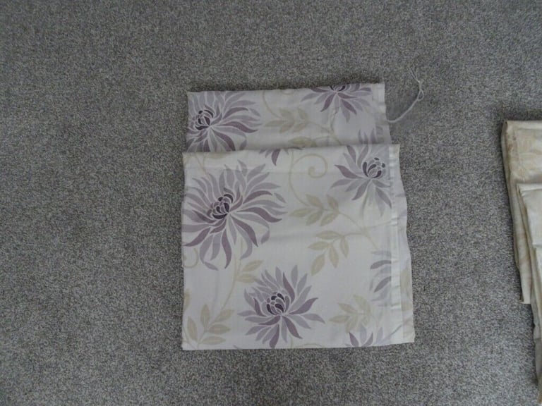 CURTAINS  Lilac pattern 54in Drop 66in Width lined also CREAM PAIR 