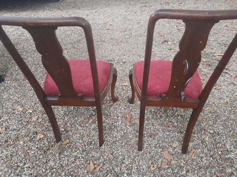 2 High Back Vintage Cabriole Leg Wood Chairs