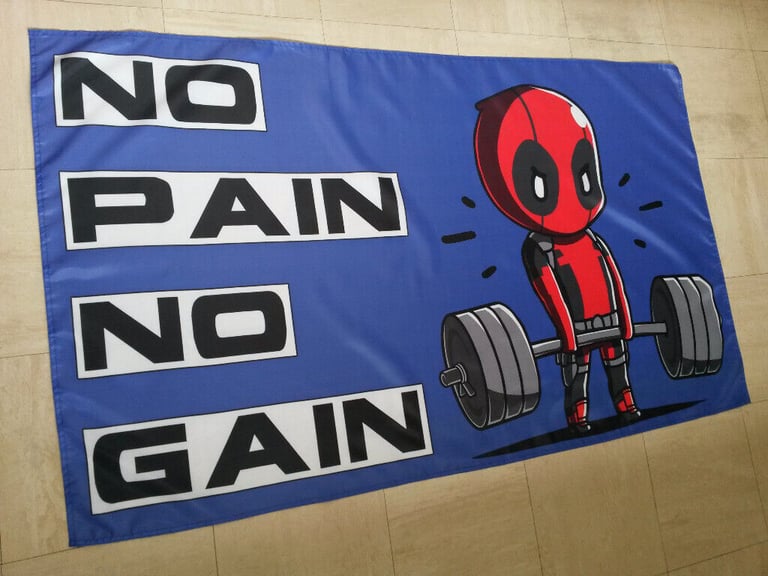 Deadpool Weightlifting Banner Flag - Gym Poster Body Building Training Weights Bench Work Out Sign