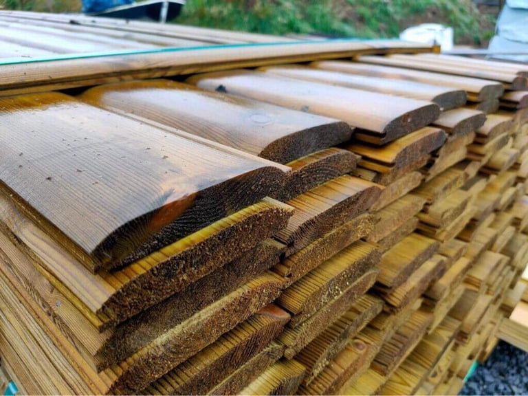 image for REDWOOD LOGLAP CLADDING | 5100x112x19mm | ONLY £11