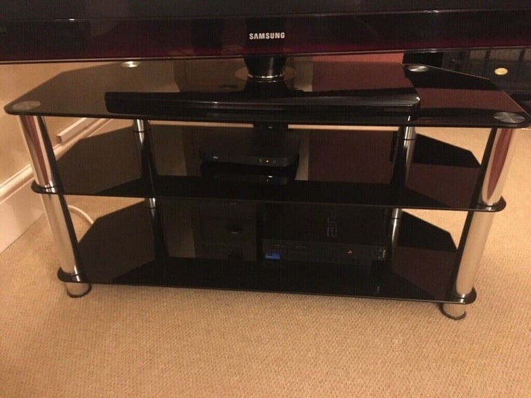 Large king Black Glass & Silver TV Stand
