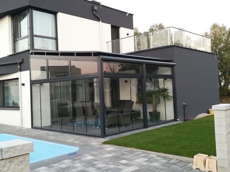 image for Veranda Glass Room Gazebo Aluminium Roof Canopy Pergola