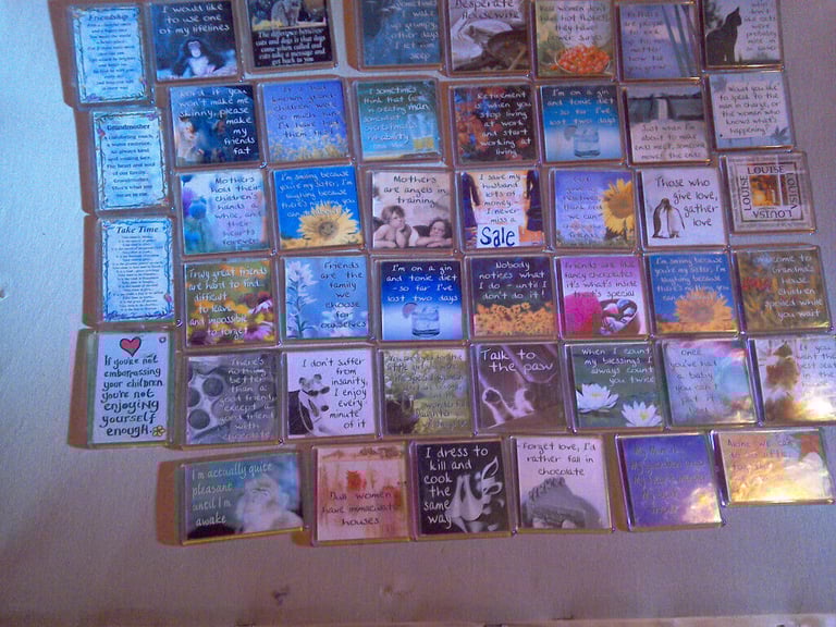 CHECK THIS OUT !!!        COLLECTION of Fun/Sentiment Fridge Magnets x45