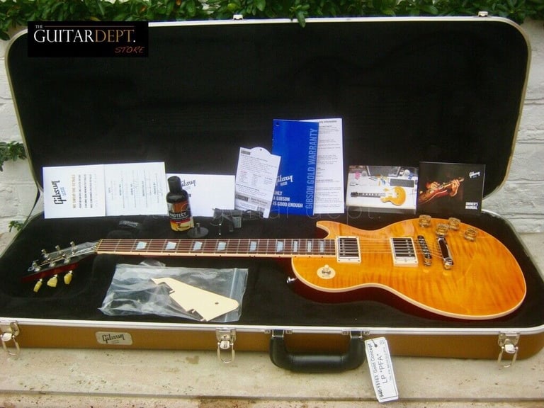 ♚GORGEOUS♚2015 Gibson Les Paul STANDARD 100th Anniversary ♚Mother of Pearl♚ AMBER CANDY AAA FLAME