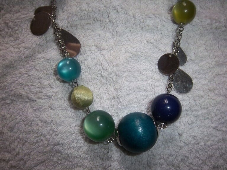 image for New M&S Ladies Long Green Beaded Necklace IP1