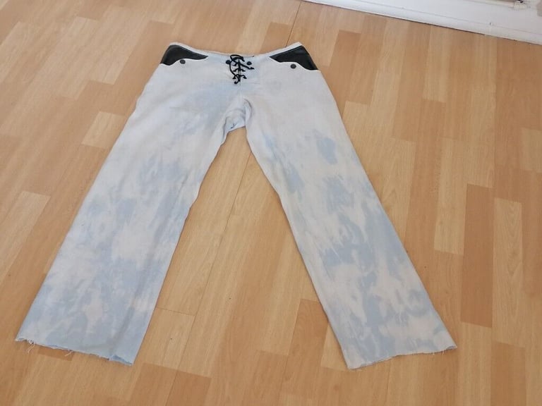 Rare Vintage 90's NICO DIDONNA LONDON Low Rise Bleached Washed Cotton Trousers. Size : S 