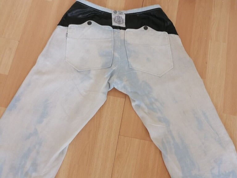 Rare Vintage 90's NICO DIDONNA LONDON Low Rise Bleached Washed Cotton Trousers. Size : S 