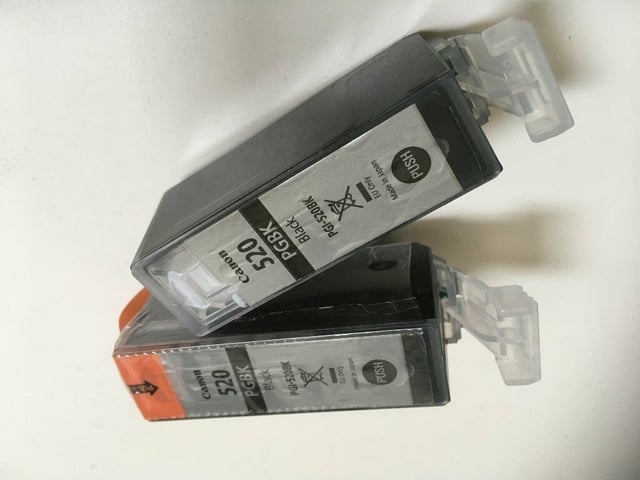 Canon 520pgbk PGI 520bk twin pack black cartridge(both UNUSED, but 1  opened(but taped up)). RRP £20, in Gloucester Road, Bristol
