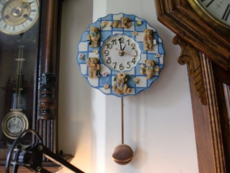 option of ONE of these 2 childrens room teddy bear clocks 