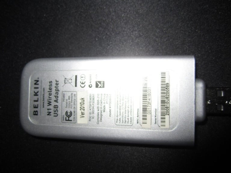 Belkin 300Mbps F5D8051 N1 Wireless USB Network Adapter Version2010UK