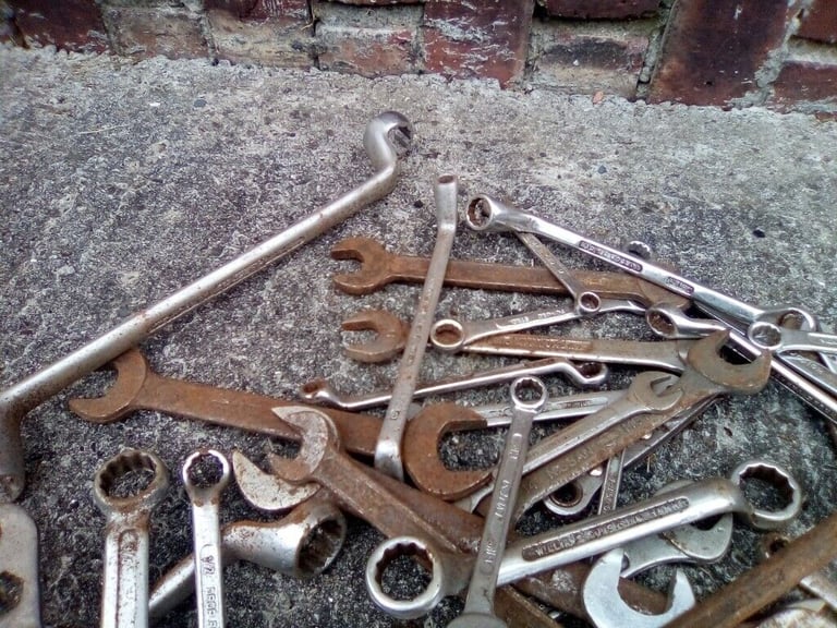 Collection of spanners and other tools , £2 per item.