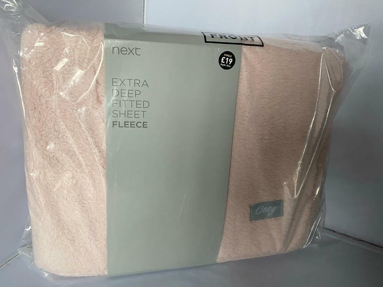 image for Next Blush Pink Fleece Single Extra Deep Fitted Sheet, BNWT