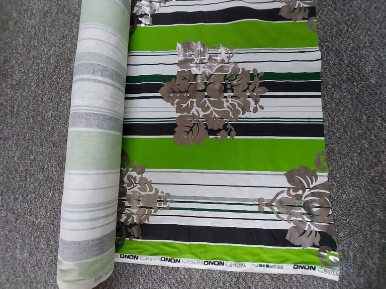 Fabric  Good Quality  Fabric”Nono”  Green Silver Multi Colour New 