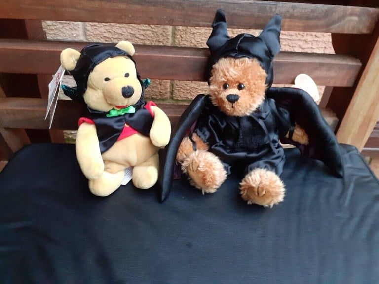 image for New Disney Bat Pooh and New Ty Bat Bear Beanie Babies.