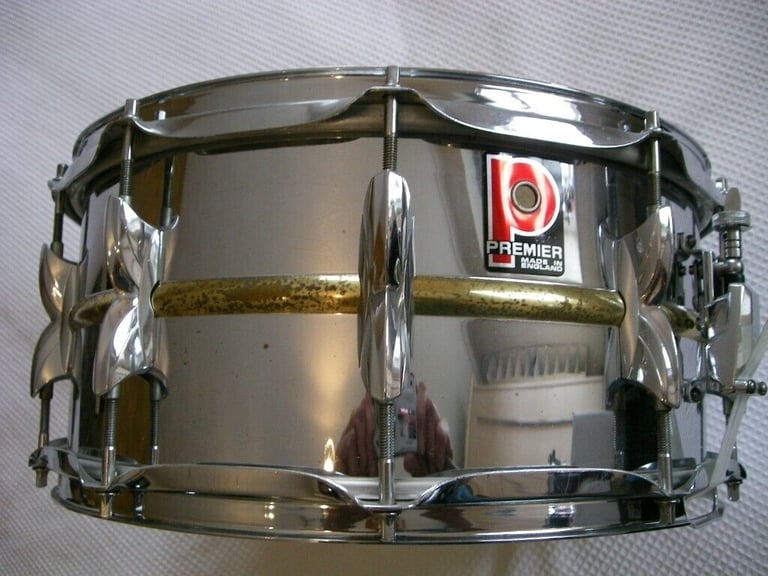 Premier Model 21 brass snare drum  14 x 6 1/2 - Leicester - '80s - Ludwig 402 homage - Vintage