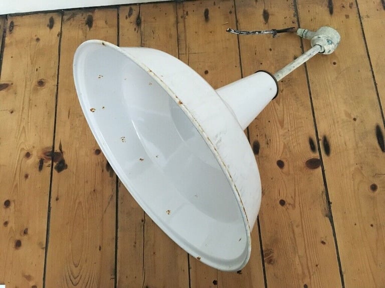 Vintage Large 19" Benjamin RLM Enamel Industrial Shade White 4 available £60 each
