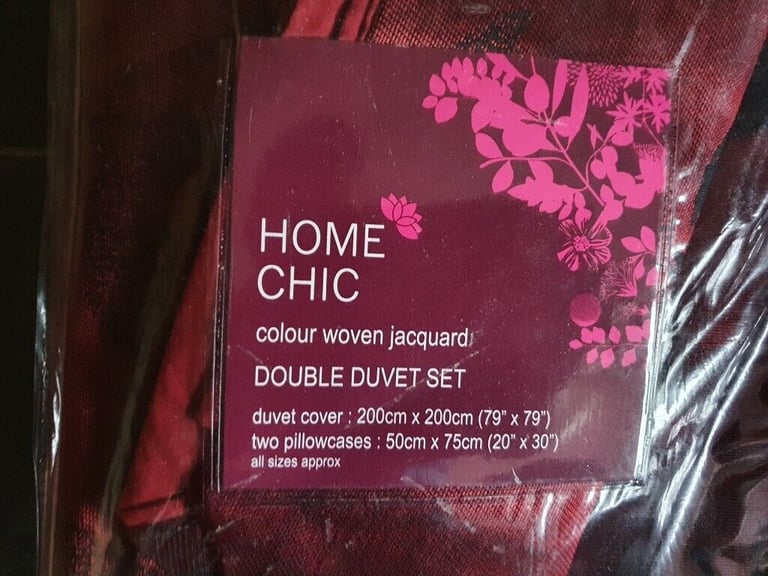 Home Chic colour woven jacquard matching bedding set (Double Duvet, Bedspread, Curtains) 