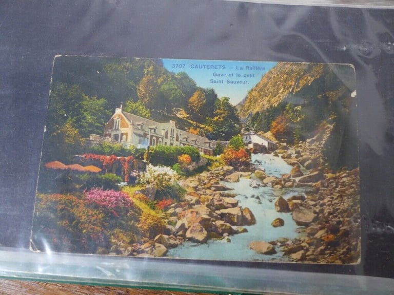 Album of Vintage Antique Postcards: many of LOURDES, plus 1930s Birthday Greetings Postcards.