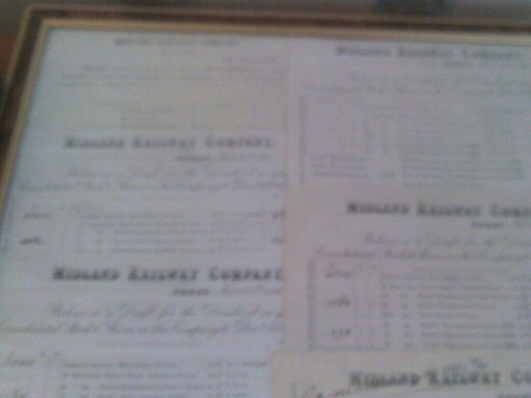 8 MIDLAND RAILWAY DIVIDENDS LETTERS  DERBY    FRAMED 