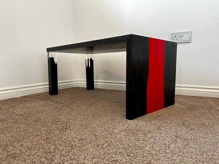 Bespoke Handmade Ebonized Oak Resin Waterfall Coffee table