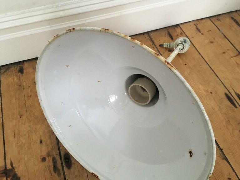 Vintage Large 19" Benjamin RLM Enamel Industrial Shade White 4 available £60 each