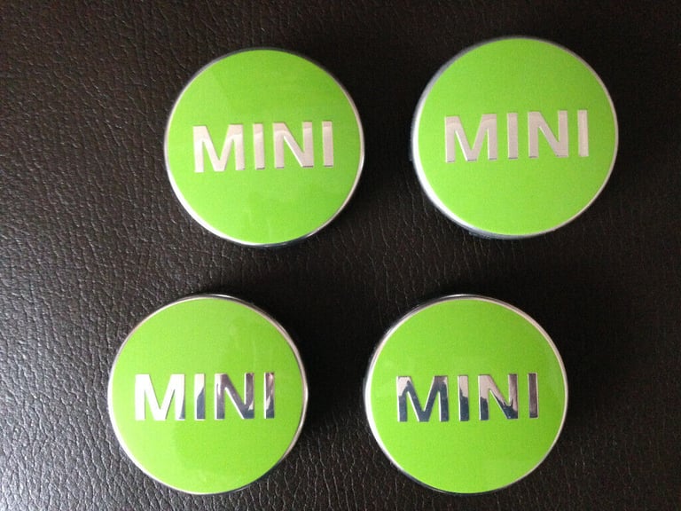 image for New Mini apple green wheel hub centres set of 4